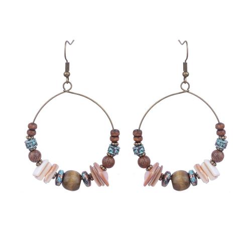 Tibetan Style Drop Earring, with Cotton Thread & Seedbead & Shell, plated, Bohemian style & different styles for choice & for woman, Sold By Pair