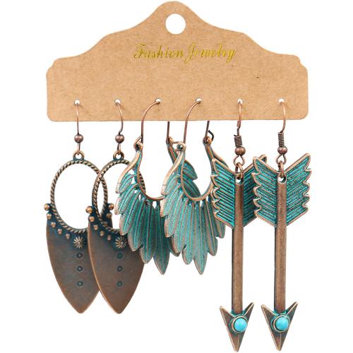 Tibetan Style Earring Set, with Turquoise, plated, Bohemian style & different styles for choice & for woman & enamel, earring length 40-100mm, Sold By Set