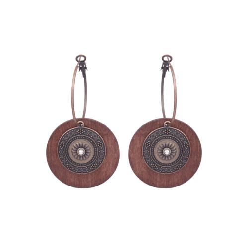 Tibetan Style Drop Earring, with Cotton Thread & Wood, plated, folk style & different styles for choice & for woman, Sold By Pair