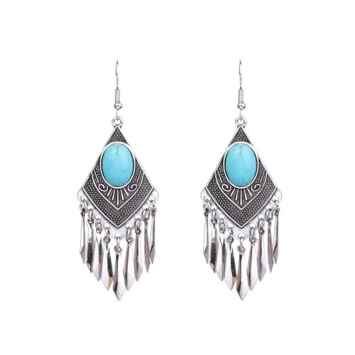 Tibetan Style Drop Earring, with Turquoise, plated, folk style & different styles for choice & for woman, Sold By Pair