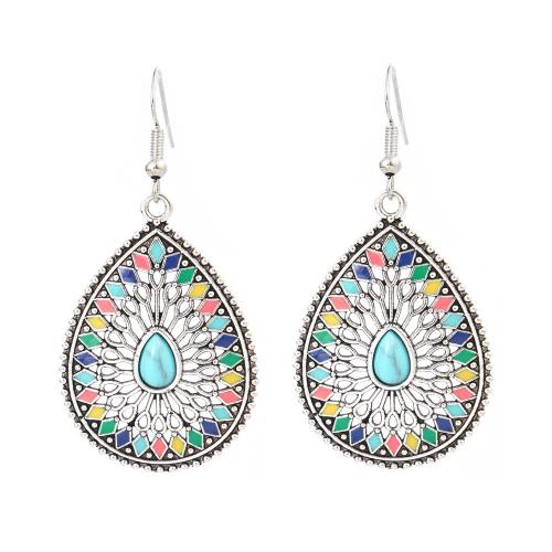 Tibetan Style Drop Earring, with Glass, plated, folk style & different styles for choice & for woman & enamel, Sold By Pair