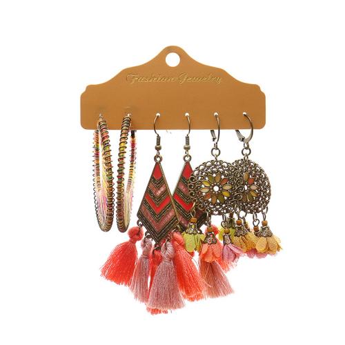 Tibetan Style Earring Set, with Cotton Thread & Seedbead & Shell & Acrylic, plated, different styles for choice & for woman & enamel, Sold By Set