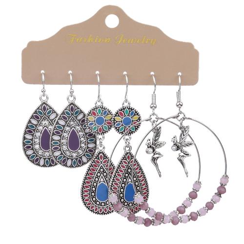 Tibetan Style Earring Set, with Cotton Thread & Seedbead & Wood, plated, Bohemian style & different styles for choice & for woman & enamel, Sold By Set