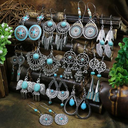 Tibetan Style Earring Set, with Turquoise, plated, different styles for choice & for woman & enamel, Sold By PC