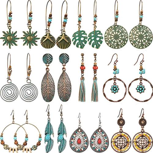 Tibetan Style Earring Set, with Turquoise, plated, Bohemian style & different styles for choice & for woman & enamel, Sold By PC
