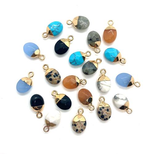 Gemstone Pendants Jewelry, with Tibetan Style, Oval, DIY & different materials for choice, 8x14mm, Sold By PC