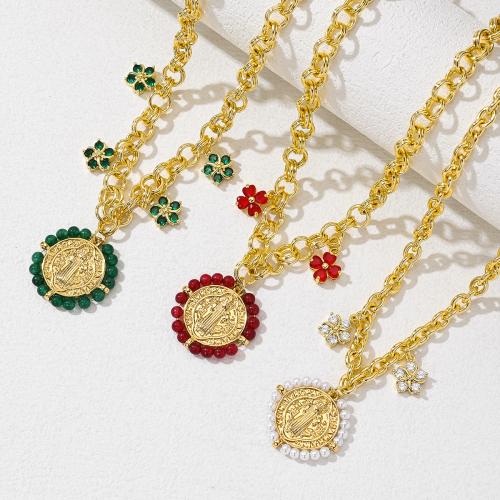 Cubic Zircon Micro Pave Brass Necklace, with Seedbead, plated, fashion jewelry & micro pave cubic zirconia, more colors for choice, Sold By PC