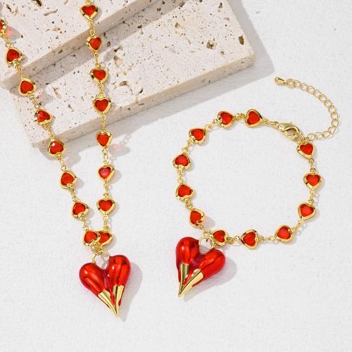 Brass Jewelry Set, plated, fashion jewelry & enamel, more colors for choice, Sold By PC