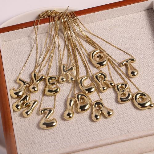 Brass Necklace, Alphabet Letter, plated, fashion jewelry & enamel, more colors for choice, Sold By PC