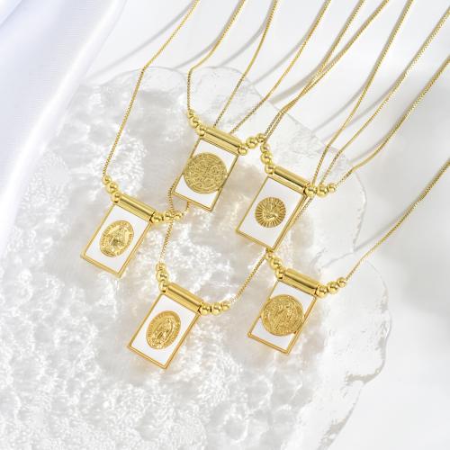 Brass Necklace, with White Shell, plated, fashion jewelry, more colors for choice, Sold By PC