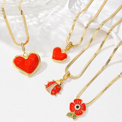 Cubic Zircon Micro Pave Brass Necklace, plated, fashion jewelry & micro pave cubic zirconia & enamel, more colors for choice, Sold By PC