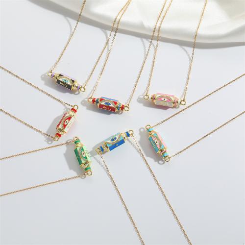 Cubic Zircon Micro Pave Brass Necklace, plated, fashion jewelry & micro pave cubic zirconia & enamel, more colors for choice, Sold By PC