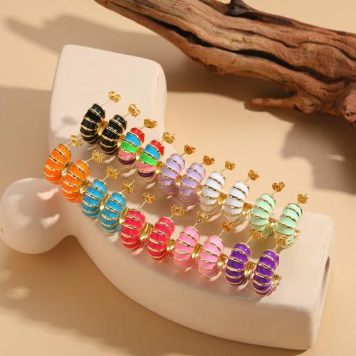 Brass Stud Earring, plated, fashion jewelry & enamel, more colors for choice, Sold By Pair