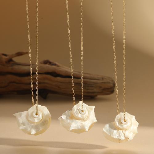 Shell Necklaces, 304 Stainless Steel, with Trumpet Shell, plated, fashion jewelry, more colors for choice, Sold By PC