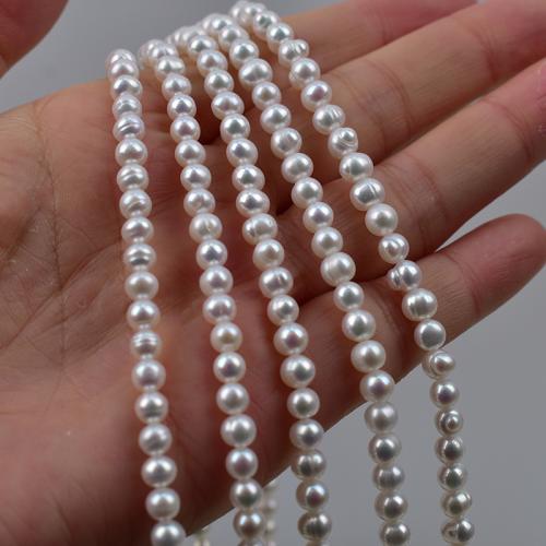 Natural Freshwater Pearl Loose Beads, Oval, DIY, white, 3x6mm, Sold By Strand