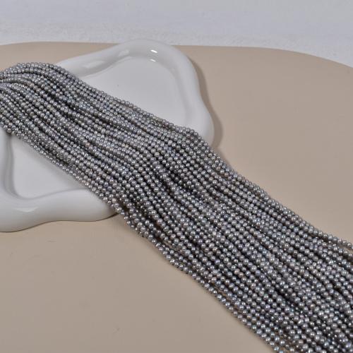 Natural Freshwater Pearl Loose Beads, Slightly Round, DIY, grey, 3x4mm, Sold By Strand