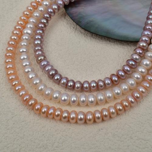 Natural Freshwater Pearl Loose Beads, Flat Round, DIY, more colors for choice, 7x8mm, Sold By Strand