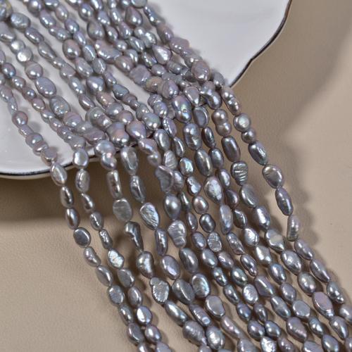 Keshi Cultured Freshwater Pearl Beads, DIY, grey, 5x6mm, Sold By Strand