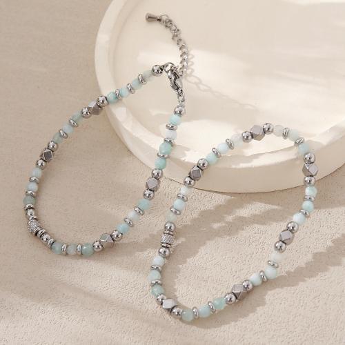 Gemstone Bracelets, 304 Stainless Steel, with Natural Stone, handmade, fashion jewelry & different styles for choice & for woman, Sold By PC