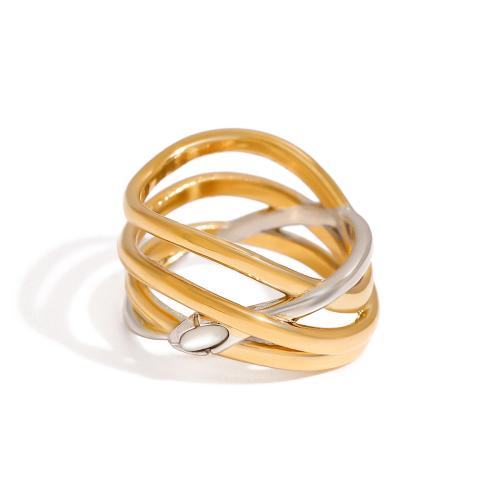 Stainless Steel Finger Ring, 304 Stainless Steel, with White Shell, plated, different size for choice & for woman & two tone & hollow, Sold By PC