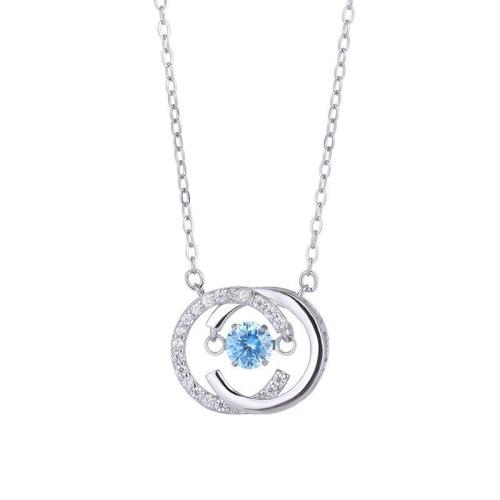 Cubic Zircon Micro Pave Brass Necklace, plated, fashion jewelry & micro pave cubic zirconia, silver color, nickel, lead & cadmium free, 12x10mm, Length:Approx 40 cm, Sold By PC