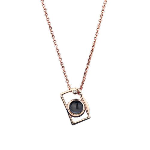 Brass Miniature Projection Necklace, with Glass, plated, fashion jewelry & with rhinestone, more colors for choice, nickel, lead & cadmium free, 9x13mm, Length:40 cm, Sold By PC