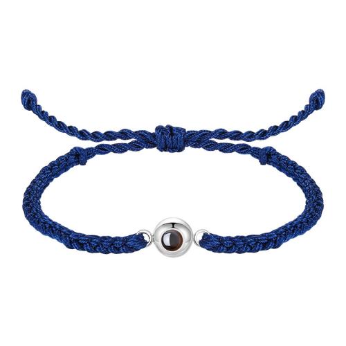 Knot Cord Miniature Projection Bracelet, with Glass & Brass, fashion jewelry & with rhinestone, more colors for choice, nickel, lead & cadmium free, 17x8mm, Length:Approx 20 cm, Sold By PC