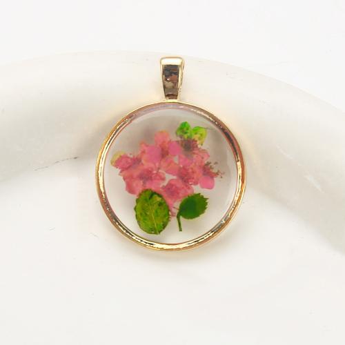 Brass Pendant, with Dried Flower & Resin, plated, DIY, mixed colors, nickel, lead & cadmium free, 28.36x4.97x36.77mm, Sold By PC