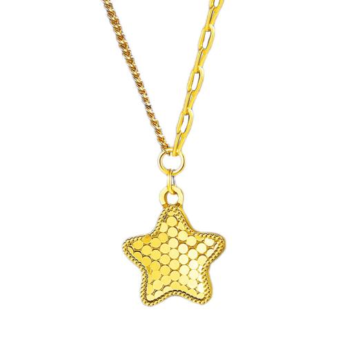 Brass Necklace, Star, plated, fashion jewelry, golden, nickel, lead & cadmium free, 14.52x12.67mm, Length:Approx 45 cm, Sold By PC