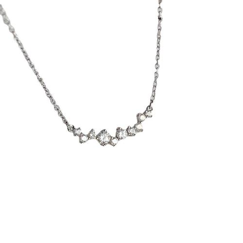 Collier en laiton cubique Zircon Micro Pave, Placage, bijoux de mode & pavé de micro zircon, argent, protéger l'environnement, sans nickel, plomb et cadmium, 20x0.40mm, Longueur:Environ 42 cm, Vendu par PC