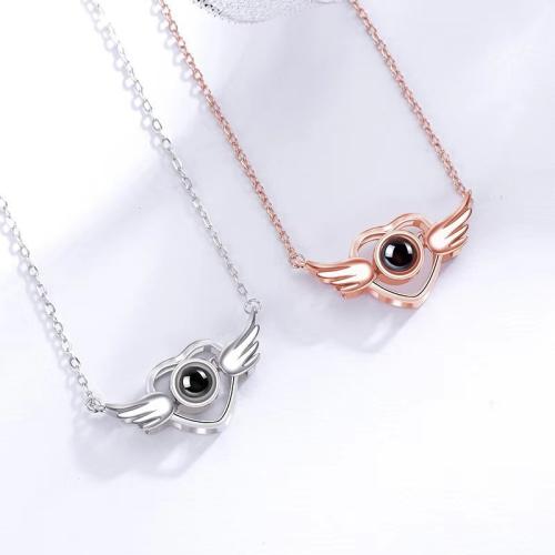Brass Miniature Projection Necklace, with Glass, plated, fashion jewelry, more colors for choice, nickel, lead & cadmium free, 25x20mm, Length:40 cm, Sold By PC