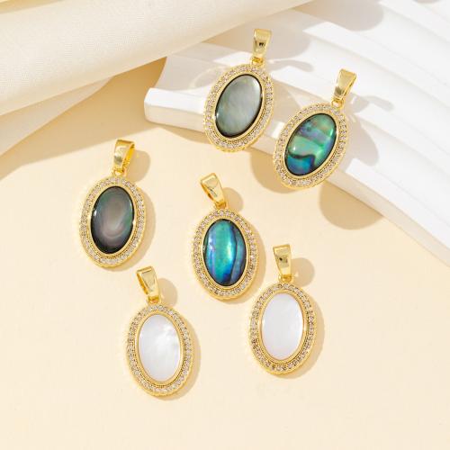 Shell Earrings, Brass, with Shell, Ellipse, plated, DIY & with rhinestone, more colors for choice, nickel, lead & cadmium free, 28x14mm, Sold By PC