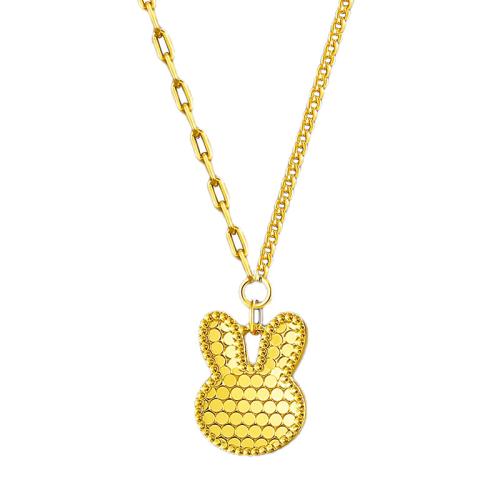 Brass Necklace, Rabbit, plated, fashion jewelry, golden, nickel, lead & cadmium free, 14.10x11mm, Length:45 cm, Sold By PC