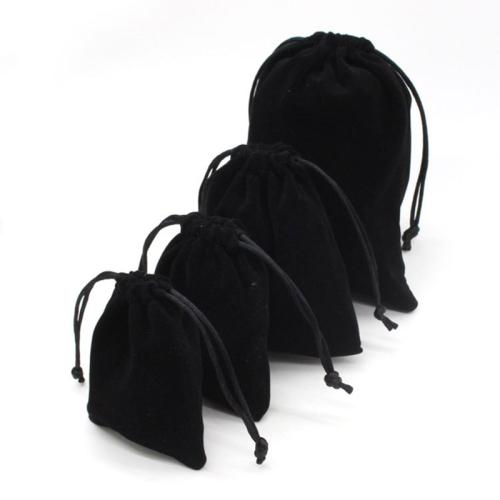 Jewelry Pouches Bags, Velveteen, different size for choice, black, Sold By PC