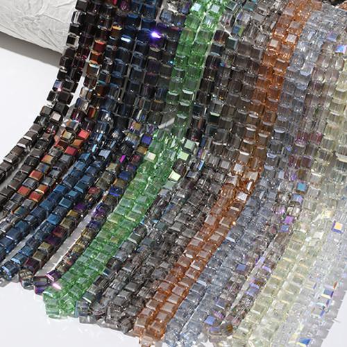Cubic Crystal Beads, Square, plated, DIY, more colors for choice, 8x8mm, Approx 100PCs/Strand, Sold By Strand