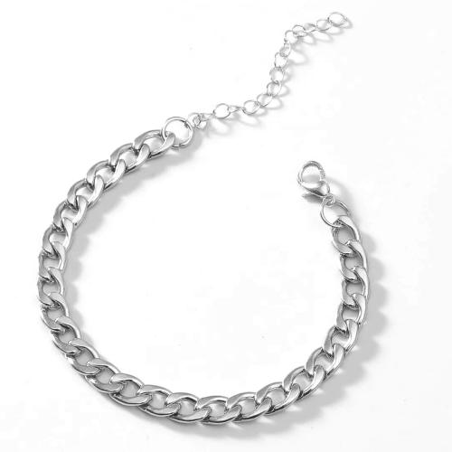 304 Stainless Steel Bracelet, with 2inch extender chain, Unisex & different size for choice, original color, chain width 7mm, Sold By PC