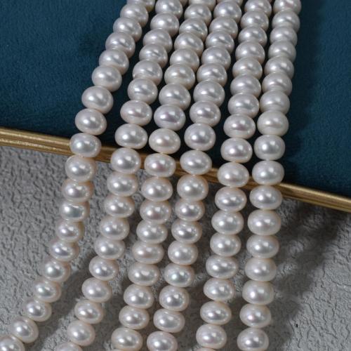 Natural Freshwater Pearl Loose Beads, Flat Round, DIY, white, 9x10mm, Sold By Strand