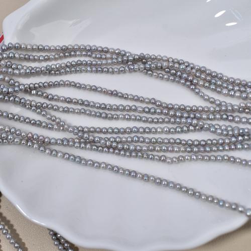 Natural Freshwater Pearl Loose Beads, Slightly Round, DIY, grey, 2-3mm, Sold Per 37 cm Strand