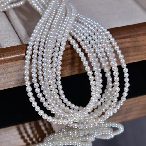 Natural Freshwater Pearl Loose Beads, Slightly Round, DIY, white, 3x4mm, Sold By Strand