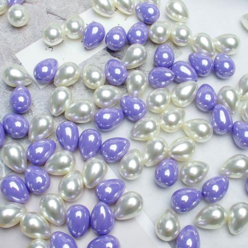 Plastic Beads, Plastic Pearl, Teardrop, DIY & half-drilled, more colors for choice, 13x18mm, 10PCs/Strand, Sold By Strand