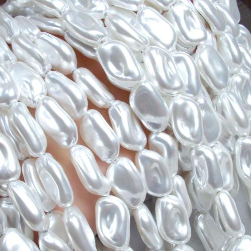 Glass Pearl Beads, Baroque, DIY, white, 20x12x7mm, 7PCs/Bag, Sold By Bag