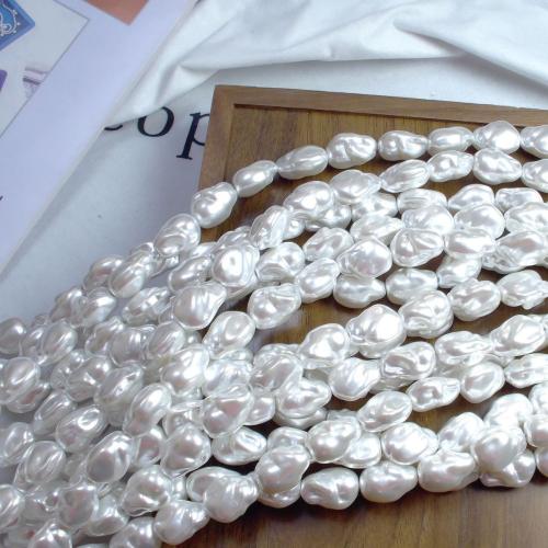 Glass Pearl Beads, Baroque, DIY, white, 19.20x10.10mm, 6PCs/Bag, Sold By Bag