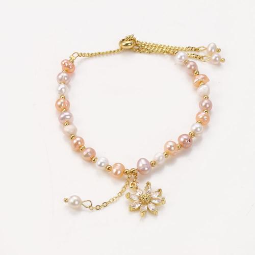 Freshwater Cultured Pearl Bracelet, Freshwater Pearl, with Tibetan Style, anti-fatigue & for woman & with rhinestone, mixed colors, Length:Approx 21 cm, Sold By PC