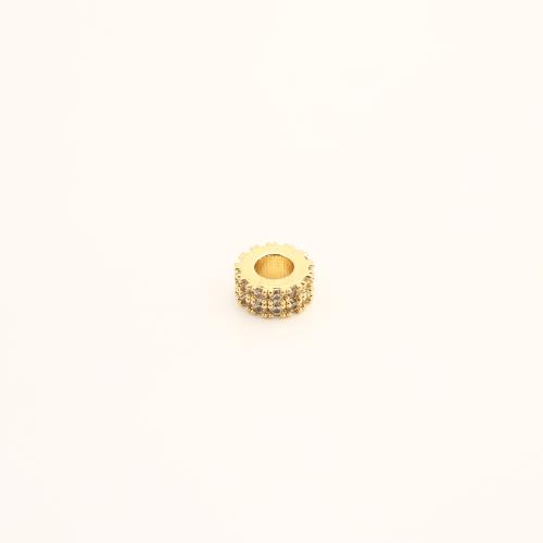 Brass Spacer Beads, DIY & micro pave cubic zirconia, golden, 4x8x8mm, Sold By PC