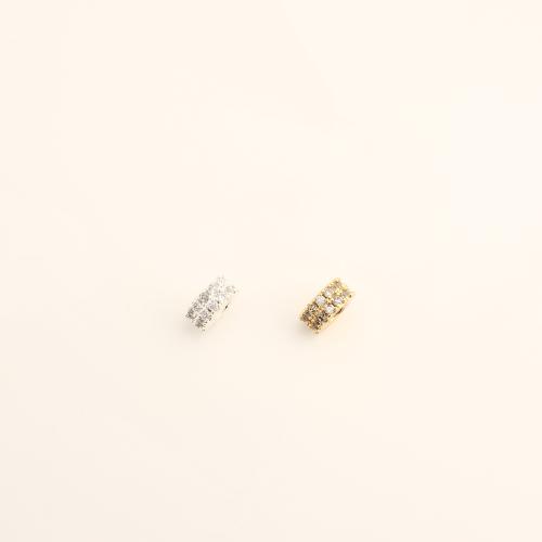 Brass Spacer Beads, DIY & micro pave cubic zirconia, more colors for choice, 3.50x6x6mm, Sold By PC