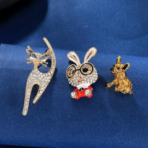 Rhinestone Brooch, Tibetan Style, plated, Unisex & different styles for choice & with rhinestone, Sold By PC