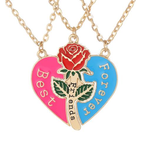 Tibetan Style Jewelry Necklace, plated, Girl & three pieces & enamel, golden, Sold By Set