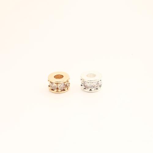 Brass Spacer Beads, DIY & micro pave cubic zirconia, more colors for choice, 5x8x8mm, Sold By PC