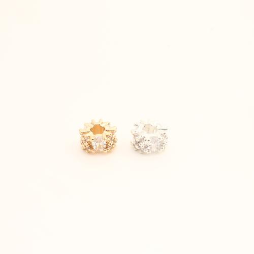 Brass Spacer Beads, DIY & micro pave cubic zirconia, more colors for choice, 5x8x8mm, Sold By PC