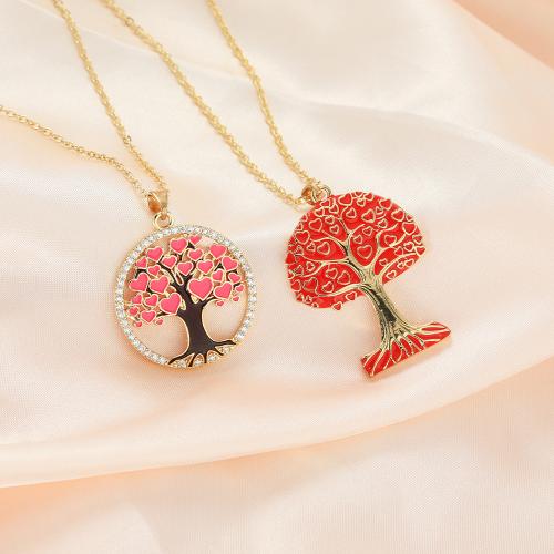 Brass Necklace, plated, different styles for choice & for woman & enamel & with rhinestone, golden, Sold By PC